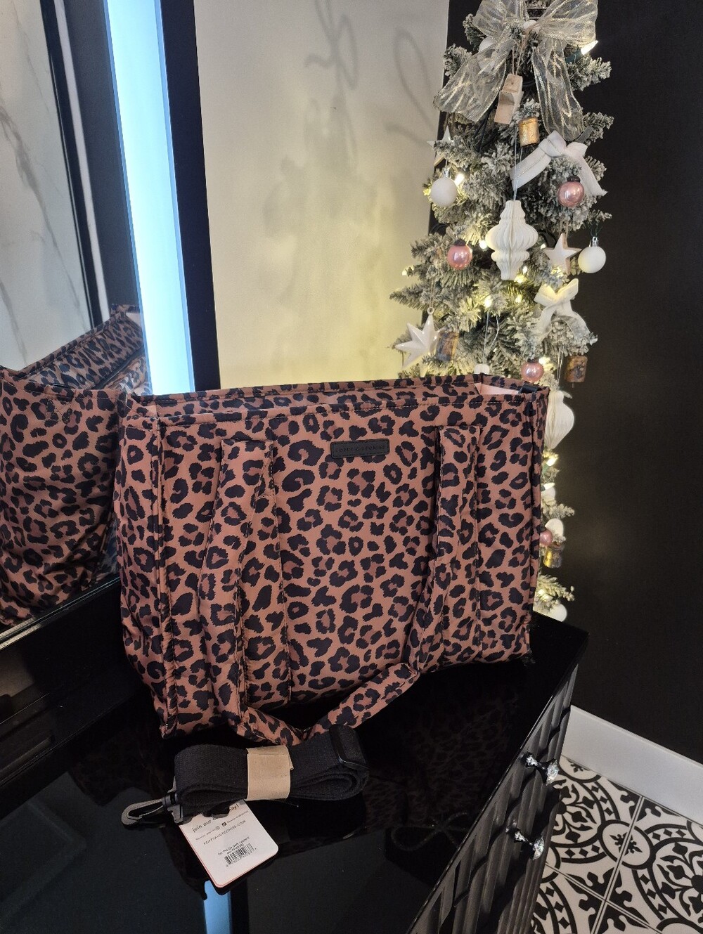 Poppy & Peonies Leopard Print Tote in Brown and Black